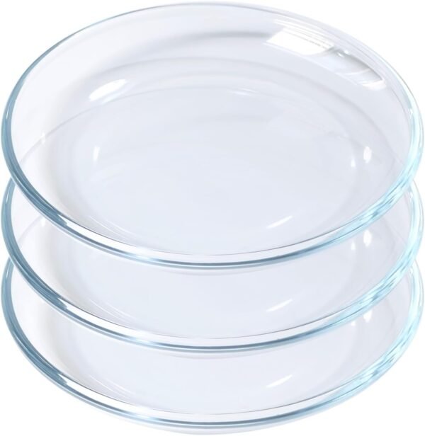 Set of 3 7 Inch Round Tempered Glass Dessert Plates
