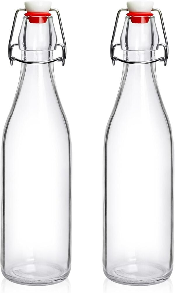 2 Pack 16oz Swing Top Glass Bottles Airtight