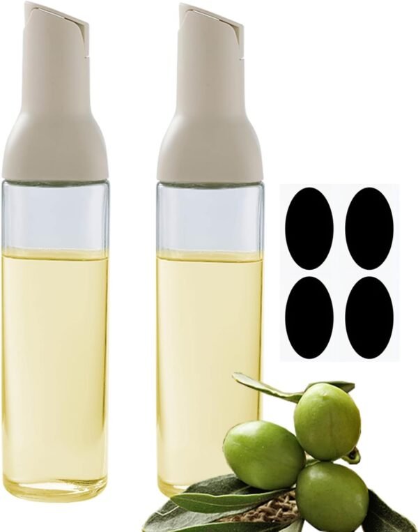 2 Pack 500ml Beige Glass Oil Dispensers