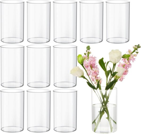 12 Piece 6 Inch Glass Cylinder Vases for Centerpieces