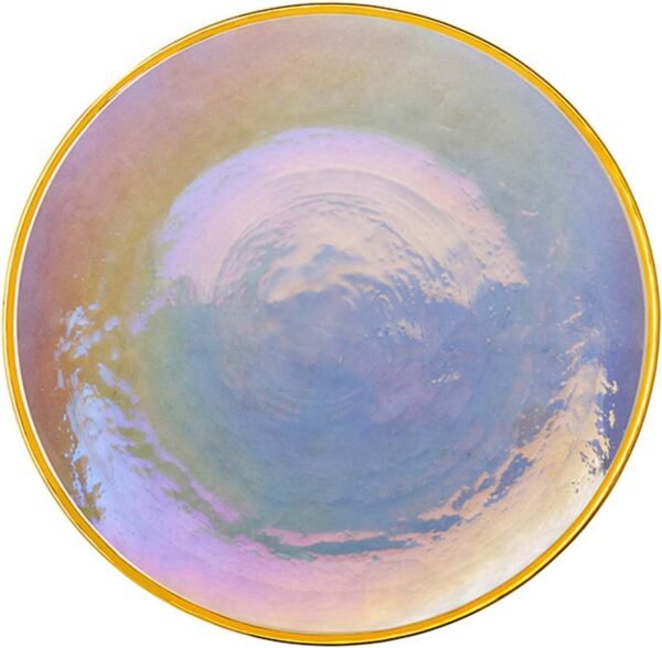 Rainbow Glass Bowls and Plates with Gold Rim