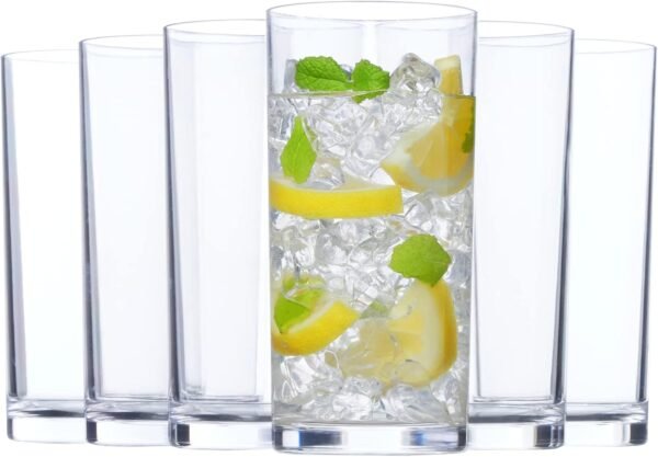 Set of 6 16oz Clear Plastic Reusable Drinking Glasses