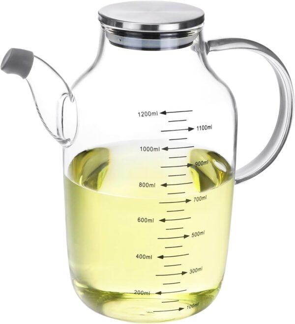 40oz Large Glass Cooking Oil Bottle with Stainless Lid