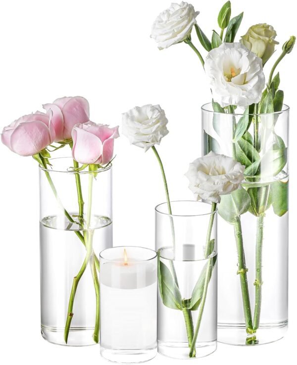 4 Pack Glass Cylinder Vases 4/6/8/10 Inch