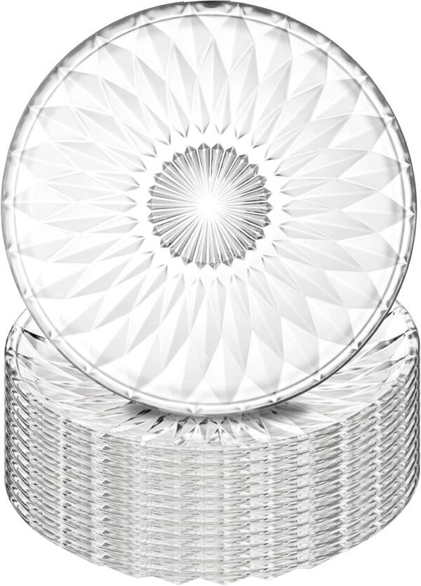 Set of 12 8 Inch Clear Crystal Glass Salad Plates