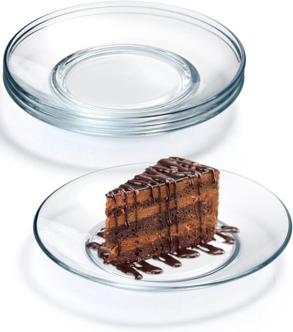 4 Pack 9 Inch Clear Tempered Glass Dessert Plates