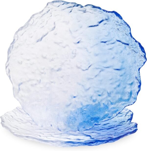 Set of 2 9 3 Inch Ocean Blue Decorative Glass Serving Plates