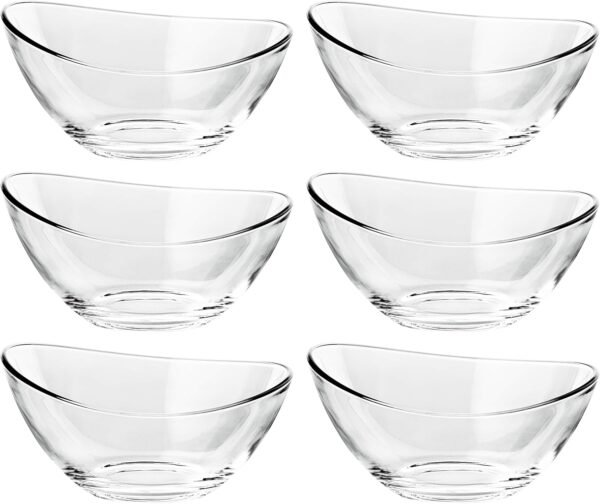 Set of 6 Clear Wavy Top 5 5 Inch Round Glass Bowls