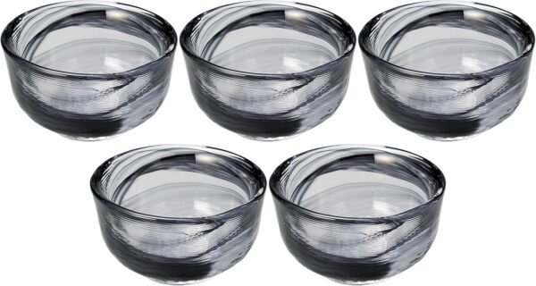 Set of 5 Black Bean Pot Glass Bowls 2 5x1 4 Inches