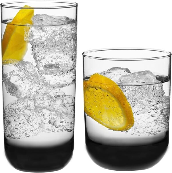 Set of 16 Smoke Hue Tumbler and Rocks Glasses