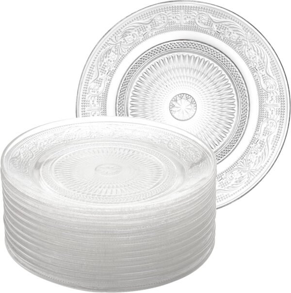 12 Pack 7 Inch Clear Carved Glass Salad Plates
