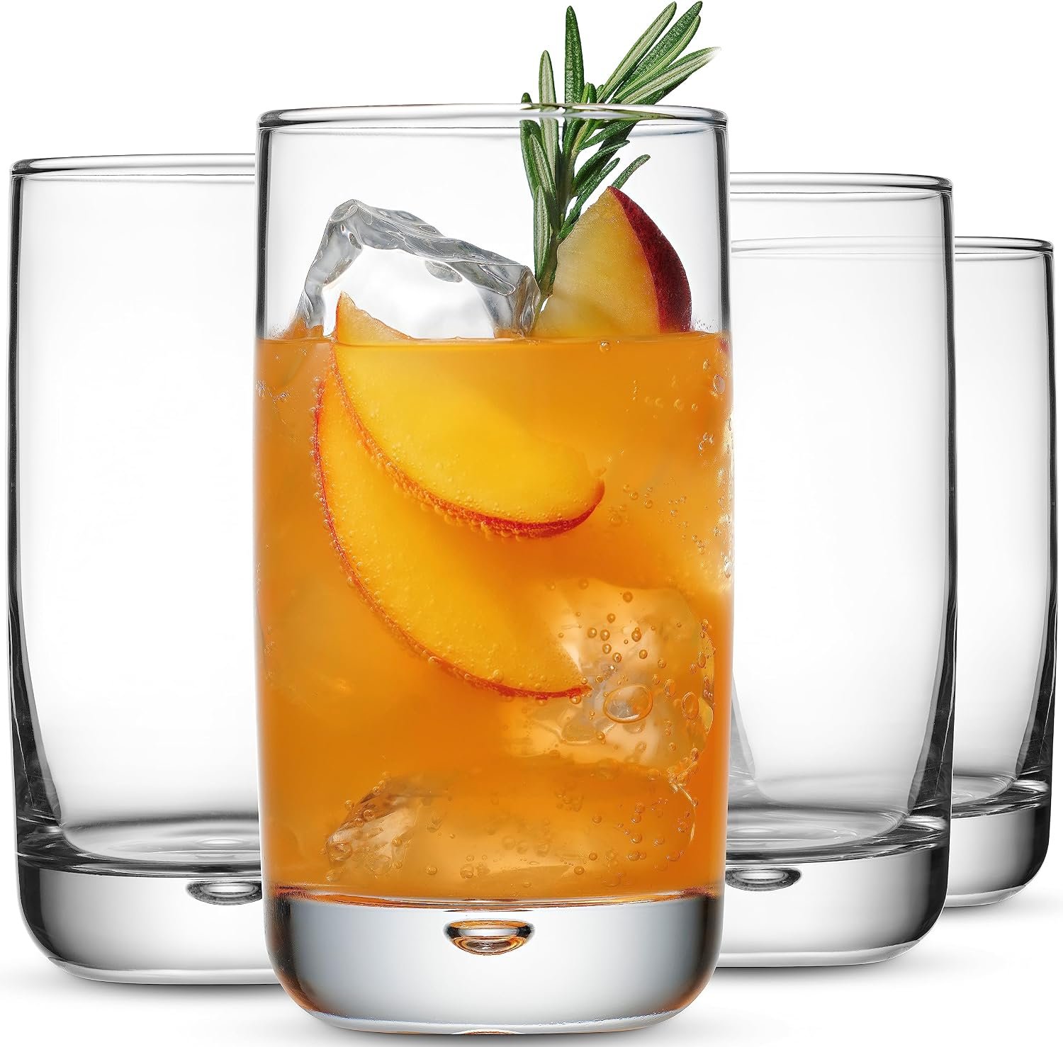 Set of 4 16oz Bubble Base Highball Glasses