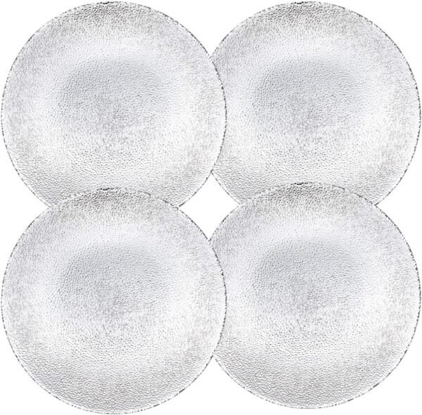 Set of 4 Clear Textured Glass Dinner Plates