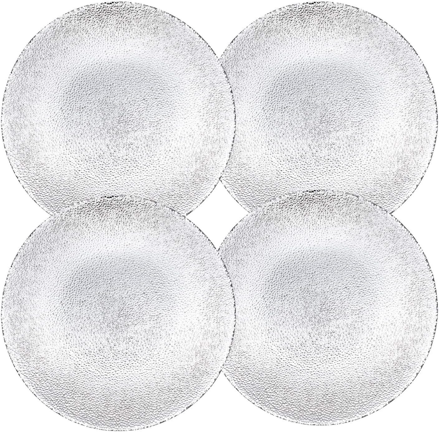 Set of 4 Clear Textured Glass Dinner Plates